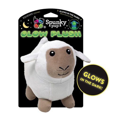 Spunky Pup Glow Plush Lamb Interactive Durable Pet Dog Toy Small