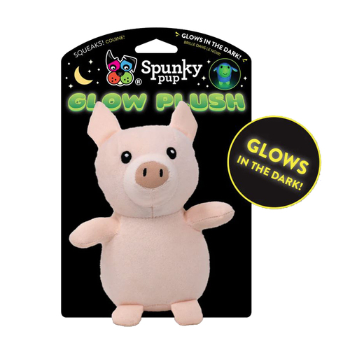 Spunky Pup Glow Plush Pig Interactive Durable Pet Dog Toy Small
