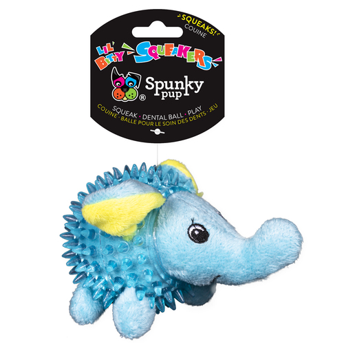 Spunky Pup Lil Bitty Squeaker Elephant Plush Interactive Dog Toy