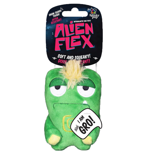 Spunky Pup Alien Flex Gro Mini Plush Pet Dog Squeaker Toy