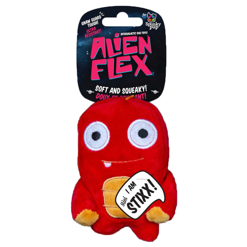Spunky Pup Alien Flex Stixx Mini Plush Pet Dog Squeaker Toy