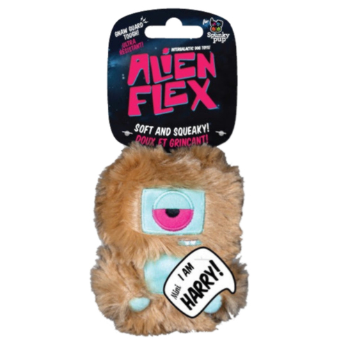 Spunky Pup Alien Flex Harry Plush Pet Dog Squeaker Toy