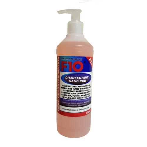 F10 Disinfectant Hand Rub Alcohol Free Sanitiser 500ml