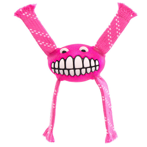 Rogz Flossy Grinz Oral Care Dog Squeaker Toy Pink Small