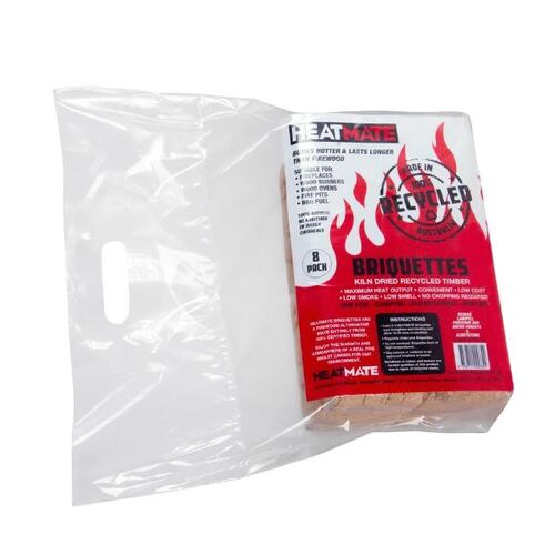 HeatMate Briquettes for Fireplaces Wood Burners & Fire Pits 8 Pack