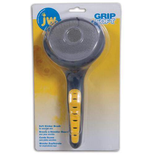 Gripsoft Soft Pin Slicker Regular Brushing Non Slip Handle For Dogs 