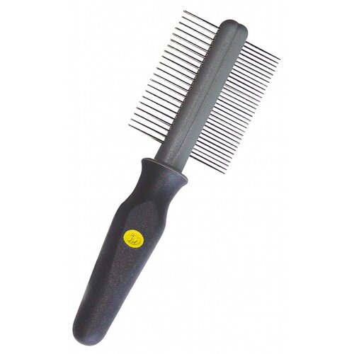 Gripsoft Double Sided Coarse & Fine Comb Rubber Non Slip Handle For Dogs 