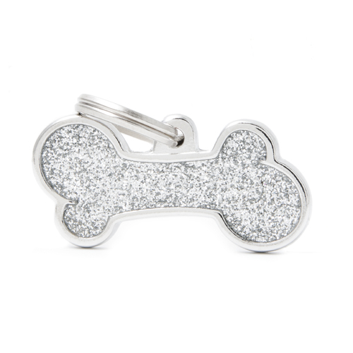 My Family Shine Bone Pet Tag Collar Accessory Grey Large