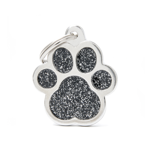My Family Shine Paw Pet Tag Collar Accessory Black Large