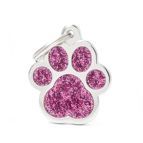 My Family Shine Paw Pet Tag Collar Accessory Pink Large
