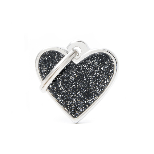 My Family Shine Heart Pet Tag Collar Accessory Black Small