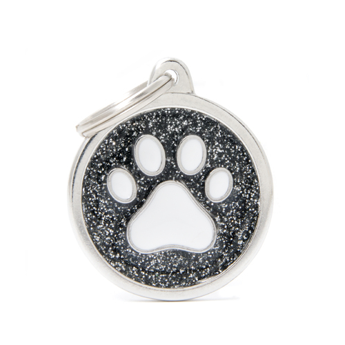 My Family Shine Circle Paw Pet Tag Collar Accessory Black
