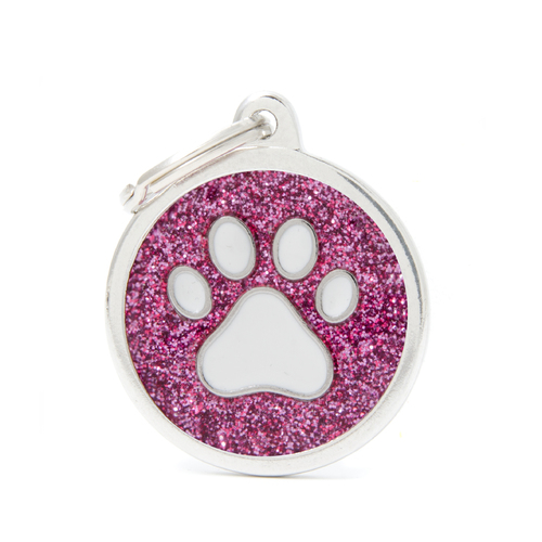 My Family Shine Circle Paw Pet Tag Collar Accessory Pink