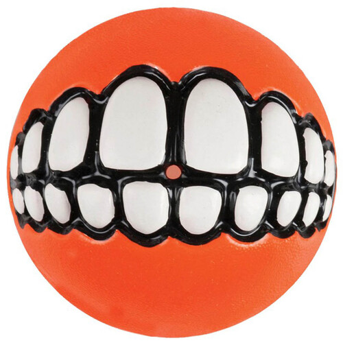 Rogz Grinz Ball Interactive Dog Toy Orange Small 49mm