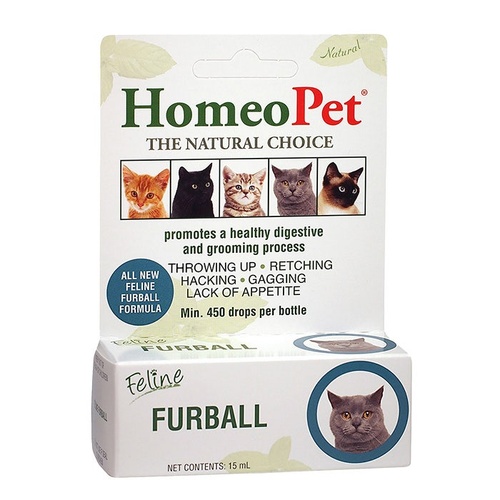 HomeoPet Feline Furball Hairball Control Liquid Drops for Cats 15ml