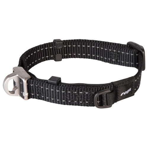 Rogz Safety Magnetic Buckle Adjustable Dog Collar Black Medium