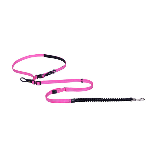 Rogz Utility Hands Free Reflective Adjustable Dog Lead Pink Medium