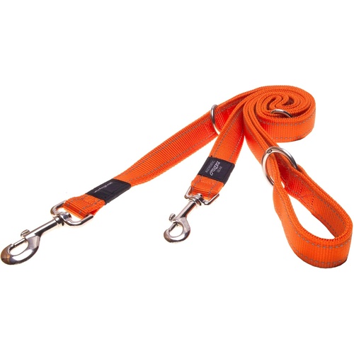 Rogz Utility Reflective Pet Dog Multi Lead Snap Hook Orange Medium