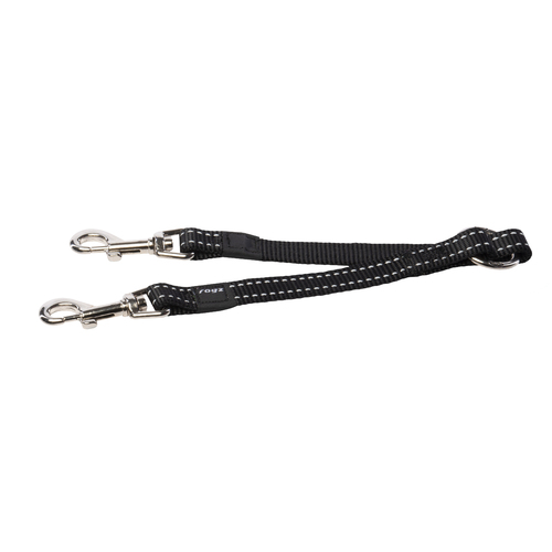 Rogz Double Splitter Reflective Nylon Dog Lead Black Medium
