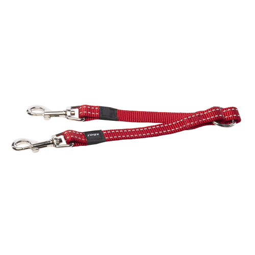 Rogz Double Splitter Reflective Nylon Dog Lead Red Medium