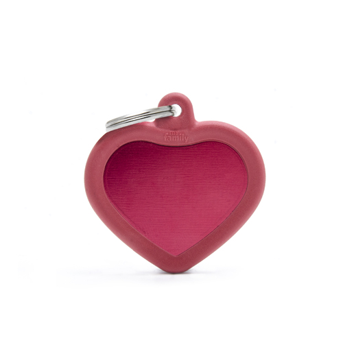 My Family Hush Tag Heart Pet Tag Collar Accessory Red