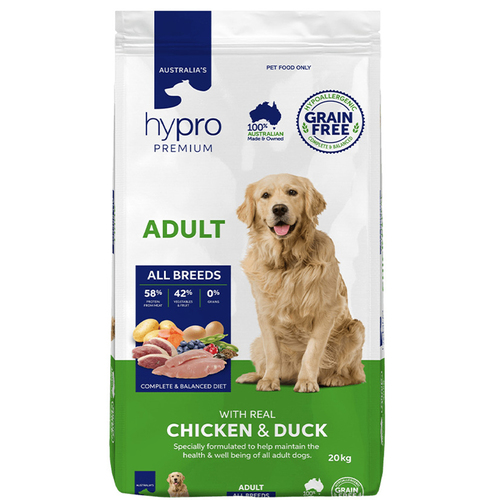 Hypro Premium Adult All Breeds Dry Dog Food Real Chicken & Duck 20kg