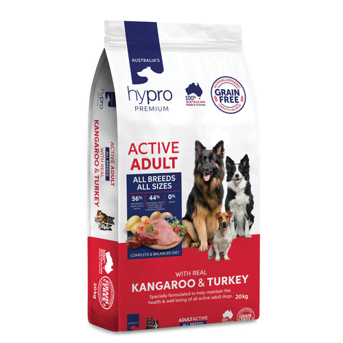 Hypro Premium Active Adult Dry Dog Food Real Kangaroo & Turkey 20kg