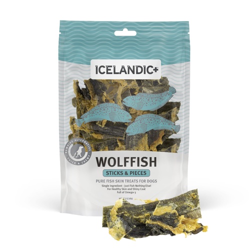 Icelandic+ Wolffish Sticks & Pieces Pure Fish Skin Treats for Dogs 85g