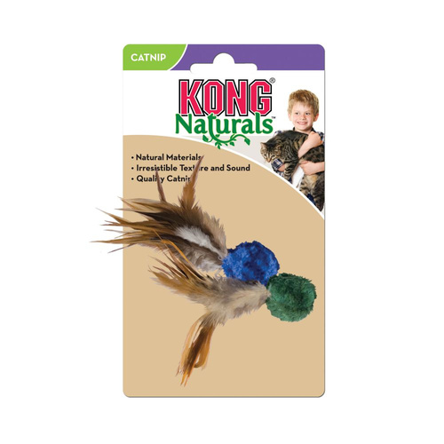 KONG Cat Naturals Crinkle Ball w/ Feathers Toy Assorted