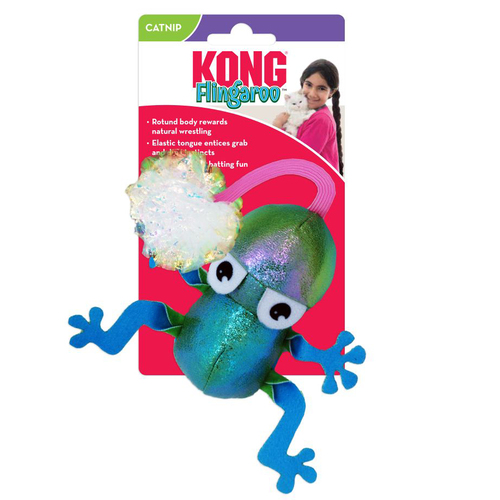 KONG Cat Flingaroo™ Frog Toy Green