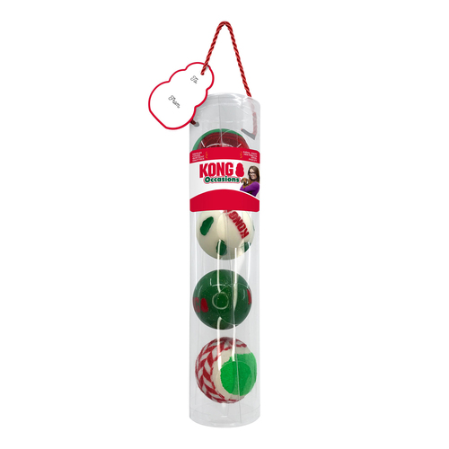 KONG Dog Holiday Occassions Balls Toy 4-pk Medium