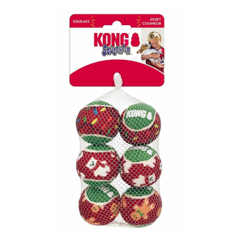 KONG Dog Holiday Squeak Air Balls Toy 6-pk Small