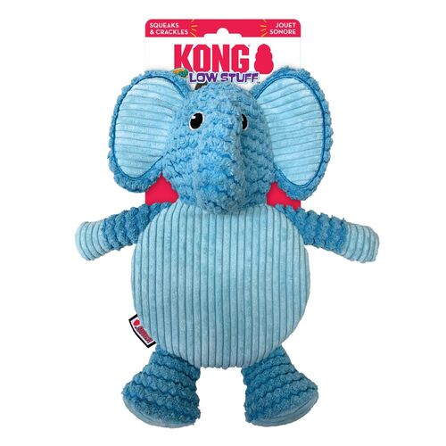 KONG Dog Low Stuff Crackle Tummiez Elephant Toy Blue Large