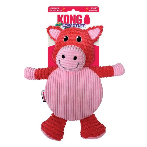 KONG Dog Low Stuff Crackle Tummiez Pig Toy Pink Large