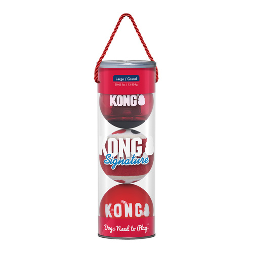 KONG Dog Signature Balls Toy Assorted Large 3pk
