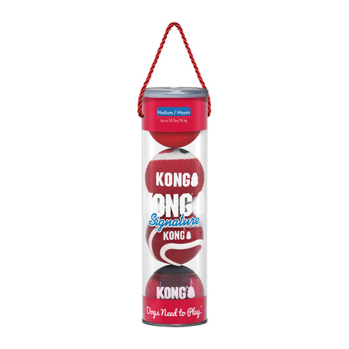 KONG Dog Signature Balls Toy Assorted Medium 4pk