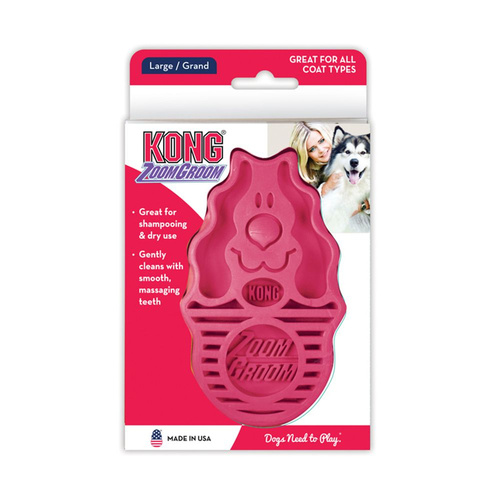 KONG Dog Zoomgroom Multi-Use Grooming Brush Raspberry 
