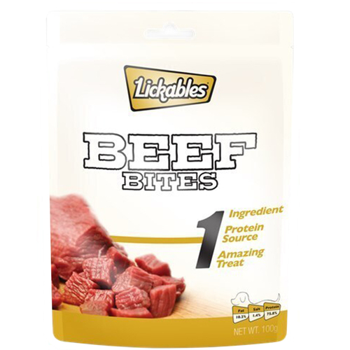 Lickables 1 Natural Beef Bites Dog Snack Chew Treats 100g 