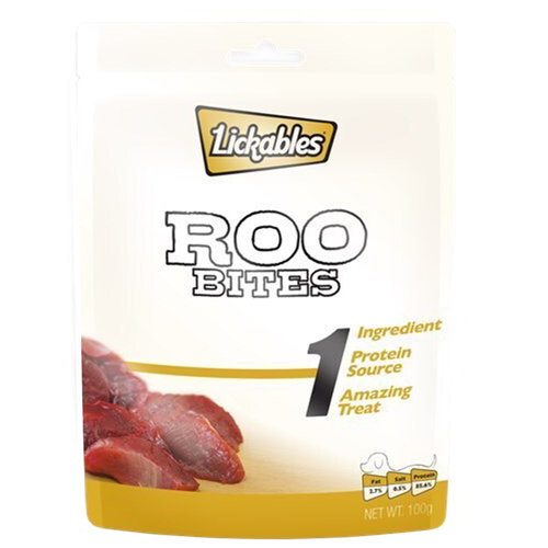 Lickables 1 Natural Roo Bites Dog Snack Chew Treats 100g 