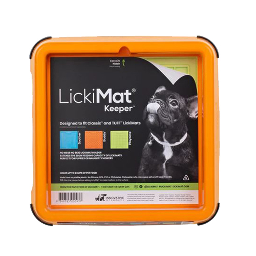 LickiMat Indoor Keeper Non-Skid Dog Slow Feeder Mat Holder Orange