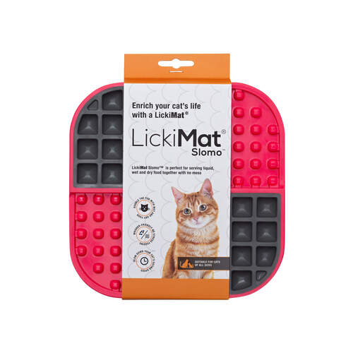 LickiMat Slomo Cats Slow Feeder Non-Toxic Flexible Mat  Red