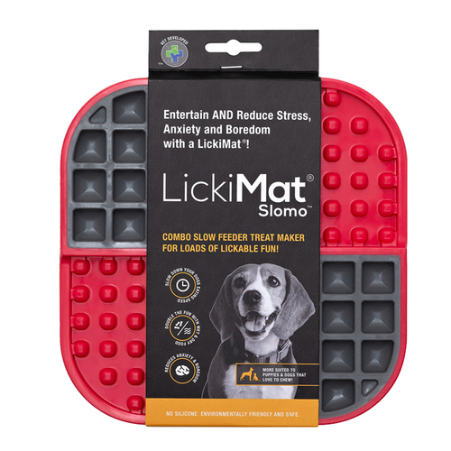 LickiMat Slomo Dogs & Cats Slow Feeder Flexible Mat Red