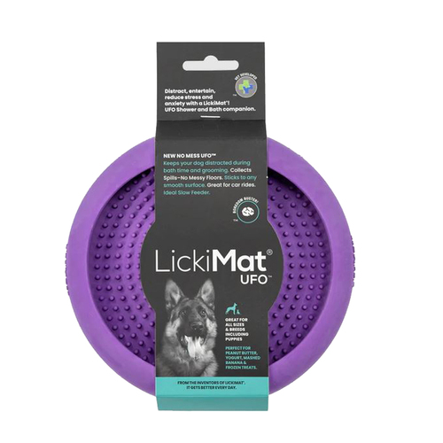 LickiMat UFO Hydrotherapy Rubber Dog Bowl Dishwasher Safe Purple