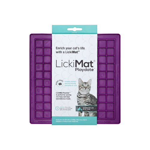 LickiMat Classic Playdate Boredom Buster Cat Slow Feeder Mat Purple
