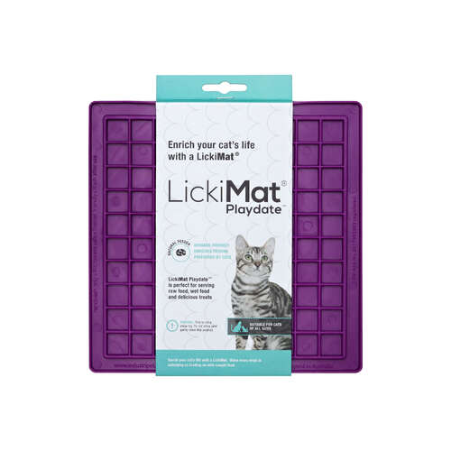 LickiMat Classic Playdate Boredom Buster Cat Slow Feeder Mat Purple
