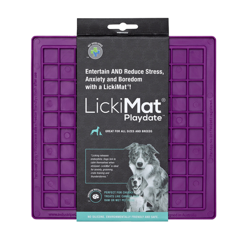 LickiMat Classic Playdate Boredom Buster Dogs & Cats Slow Feeder Mat Purple