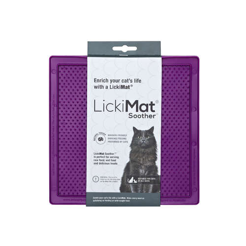 LickiMat Classic Soother Boredom Buster Cats Slow Feeder Mat Purple