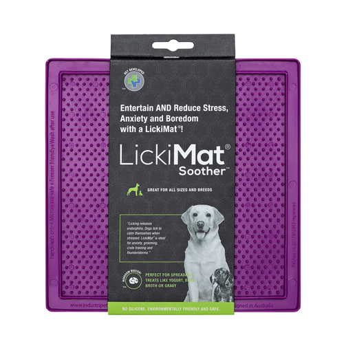 LickiMat Classic Soother Boredom Buster Dogs & Cats Slow Feeder Mat Purple