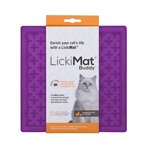 LickiMat Classic Buddy Boredom Buster Cat Slow Feeder Mat Purple