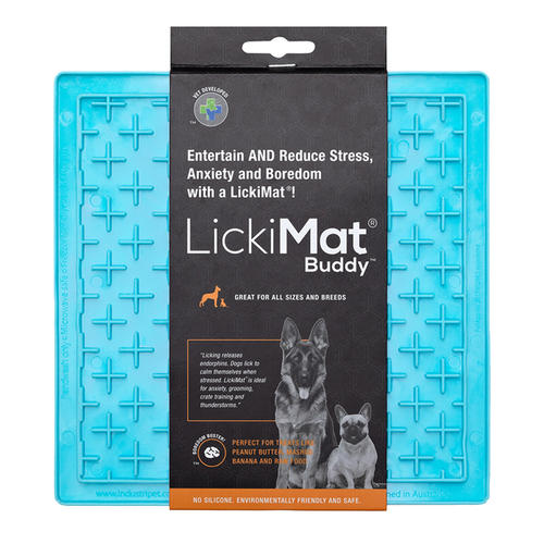 LickiMat Classic Buddy Boredom Buster Dogs & Cats Slow Feeder Mat Turquoise